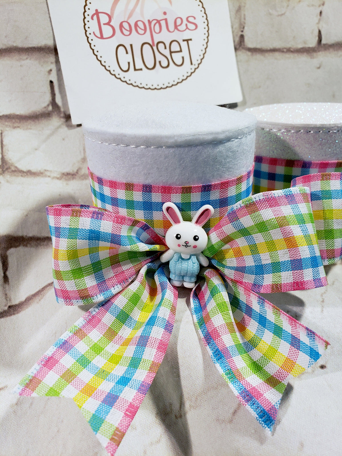 Easter Mini Top Hat Headband – Pastel Gingham Bow & Bunny Accent for Women, Girls & Pets