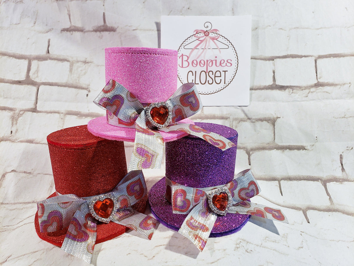 Sparkle Valentine's Day Mini Top Hat – Romantic Holiday Headband for Women, Girls & Pets