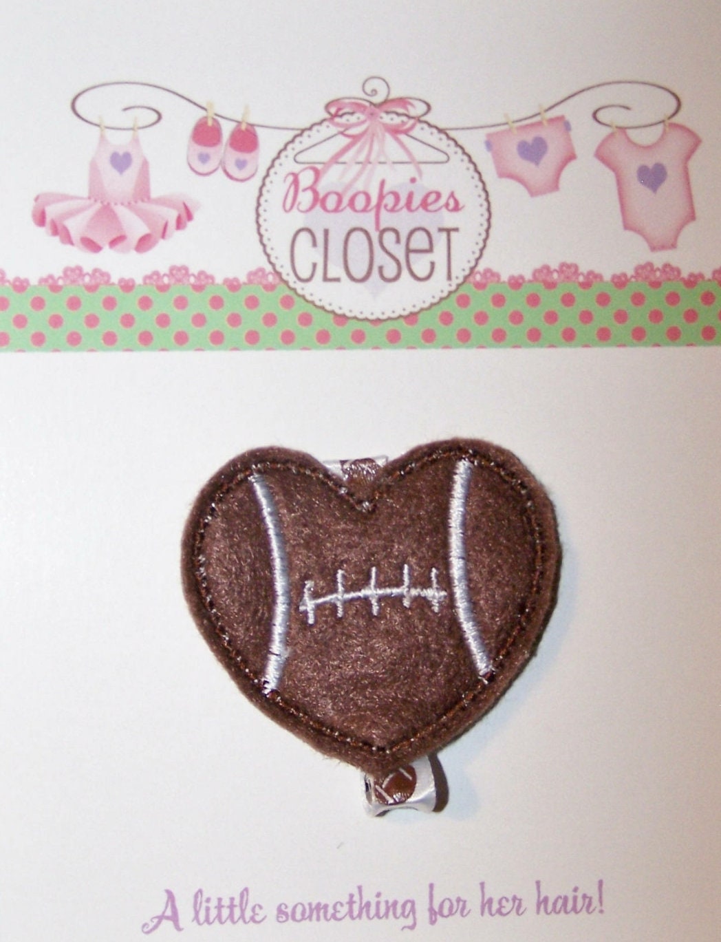 Sports Heart Felt Barrette – Cute Hair Clip for Girls, Athletic Valentine's Day Hair Accessory