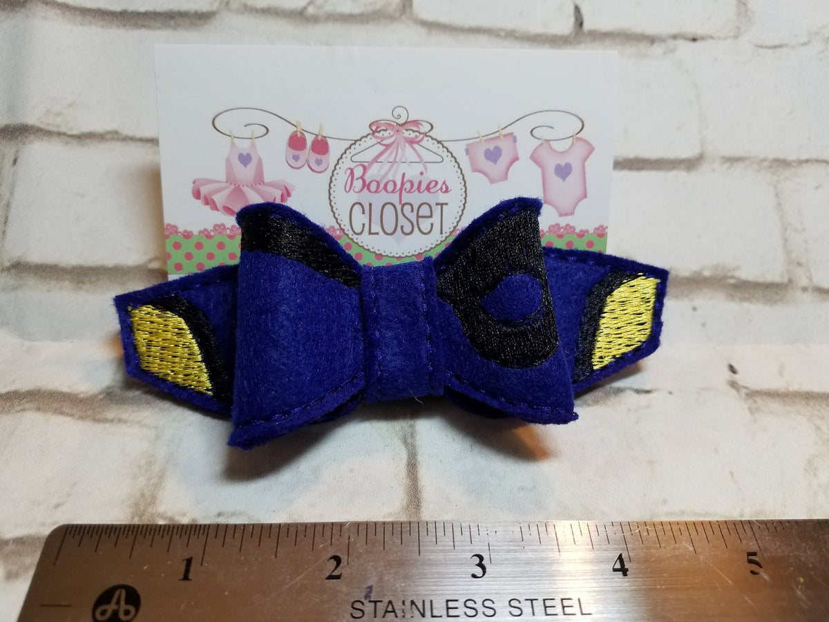 Blue Tang Fish 3D Embroidered Felt Bow – Ocean Animal Headband or Hair Clip for Girls & Kids