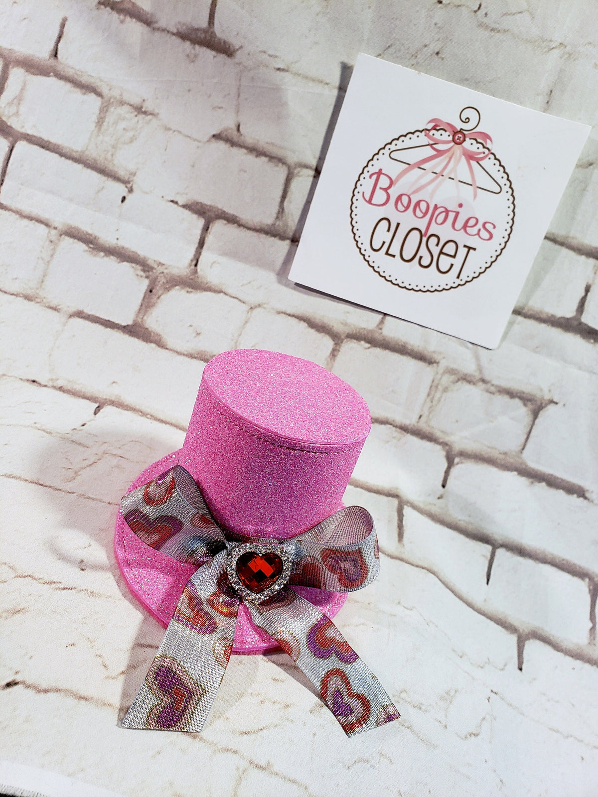 Sparkle Valentine's Day Mini Top Hat – Romantic Holiday Headband for Women, Girls & Pets