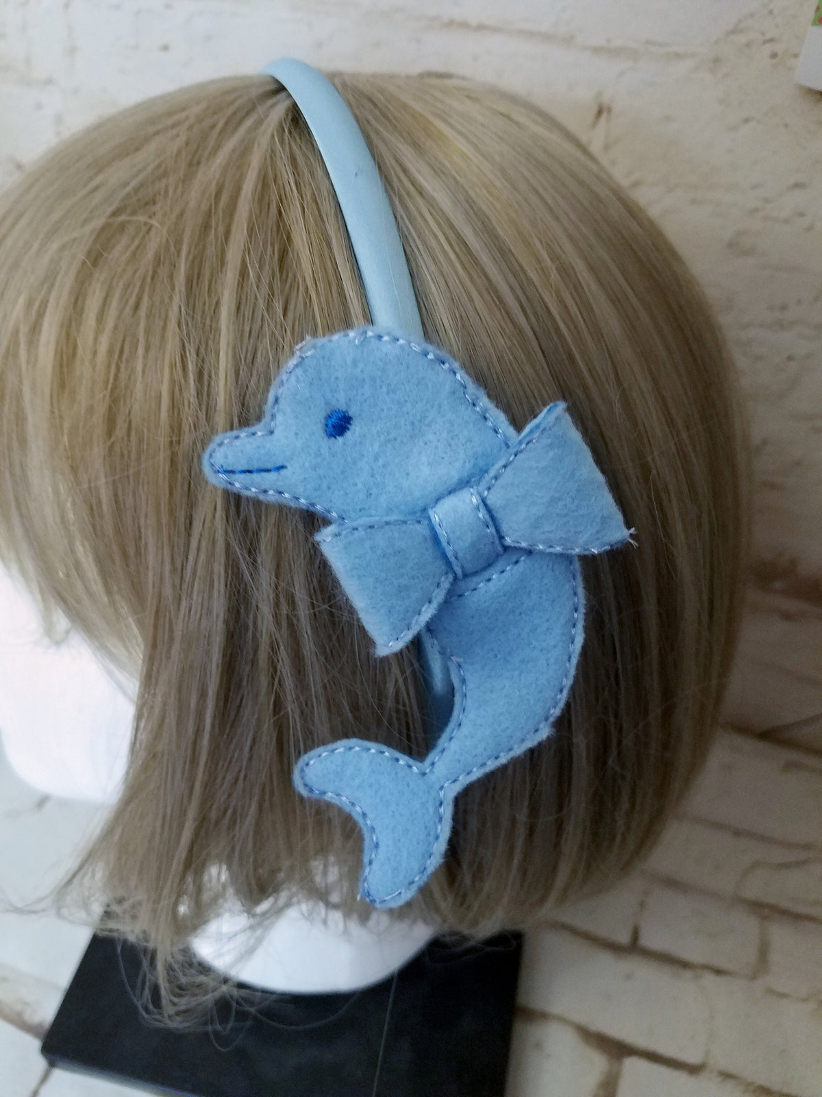 Dolphin & Seahorse 3D Felt Hair Bow – Ocean Animal Barrette or Headband for Girls & Kids