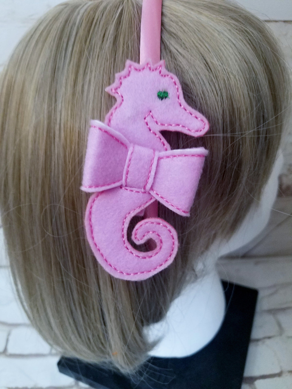 Dolphin & Seahorse 3D Felt Hair Bow – Ocean Animal Barrette or Headband for Girls & Kids