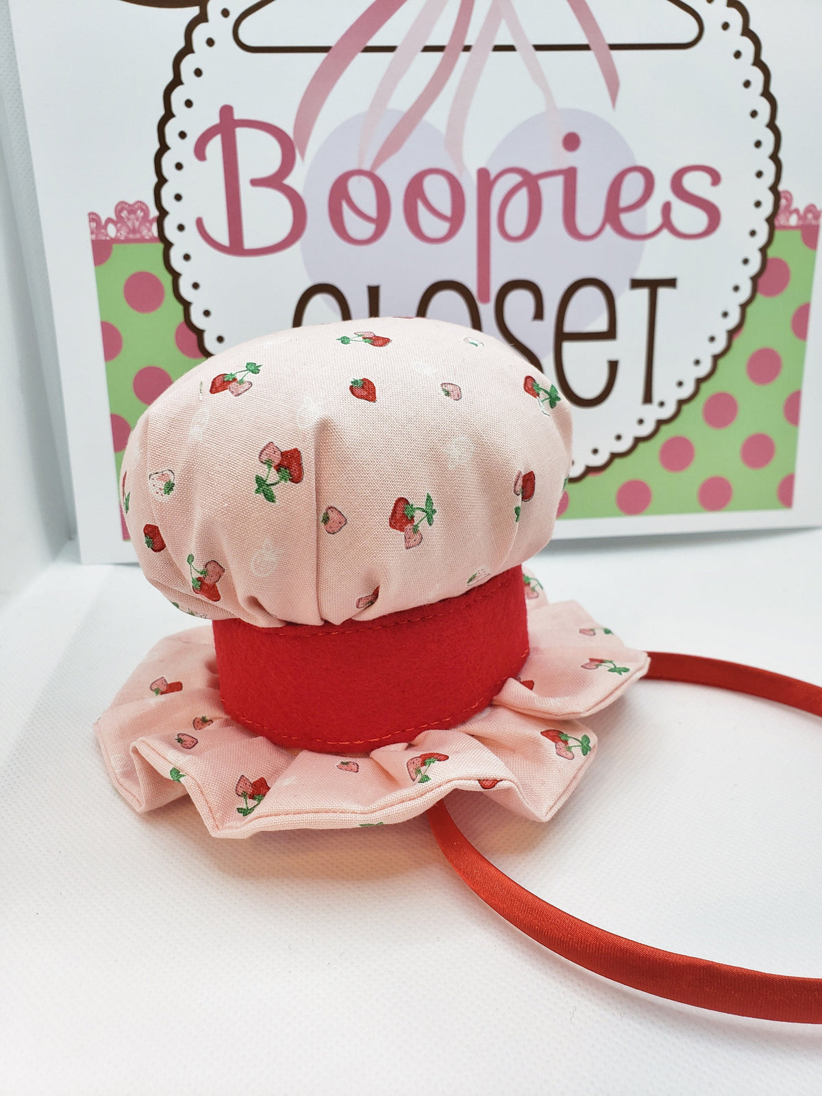 Strawberry Mini Bonnet Hat – Muffin Shaped Food Costume Fascinator, Novelty Party Headpiece