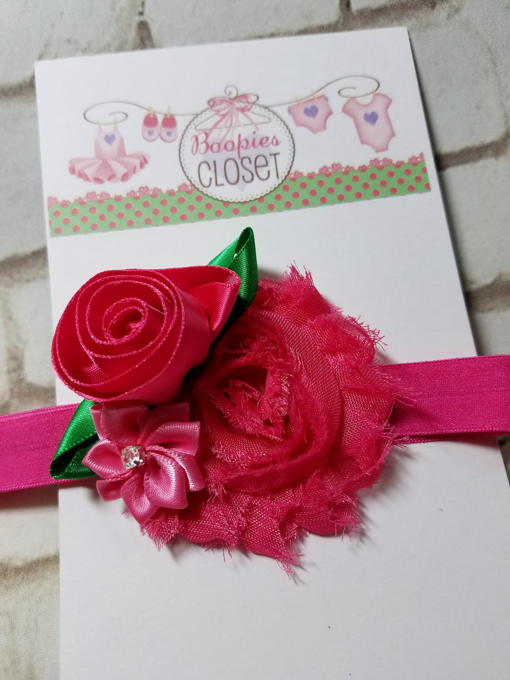 Multi Pink Floral Baby Headband – Mini Newborn Flower Bow Headband for Baby Girls, Photo Prop