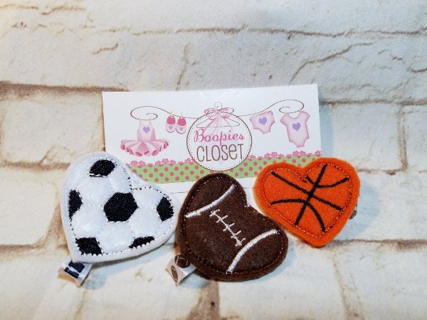 Sports Heart Felt Barrette – Cute Hair Clip for Girls, Athletic Valentine's Day Hair Accessory