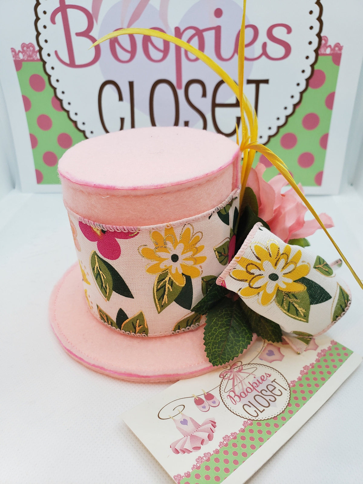 Pink Floral Spring Mini Top Hat – Flower Derby Fascinator for Women & Girls, Garden Party Hat