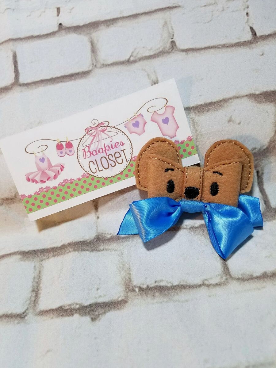 Park Bear 3D Felt Bow – National Park Inspired Barrette or Headband for Kids & Pets