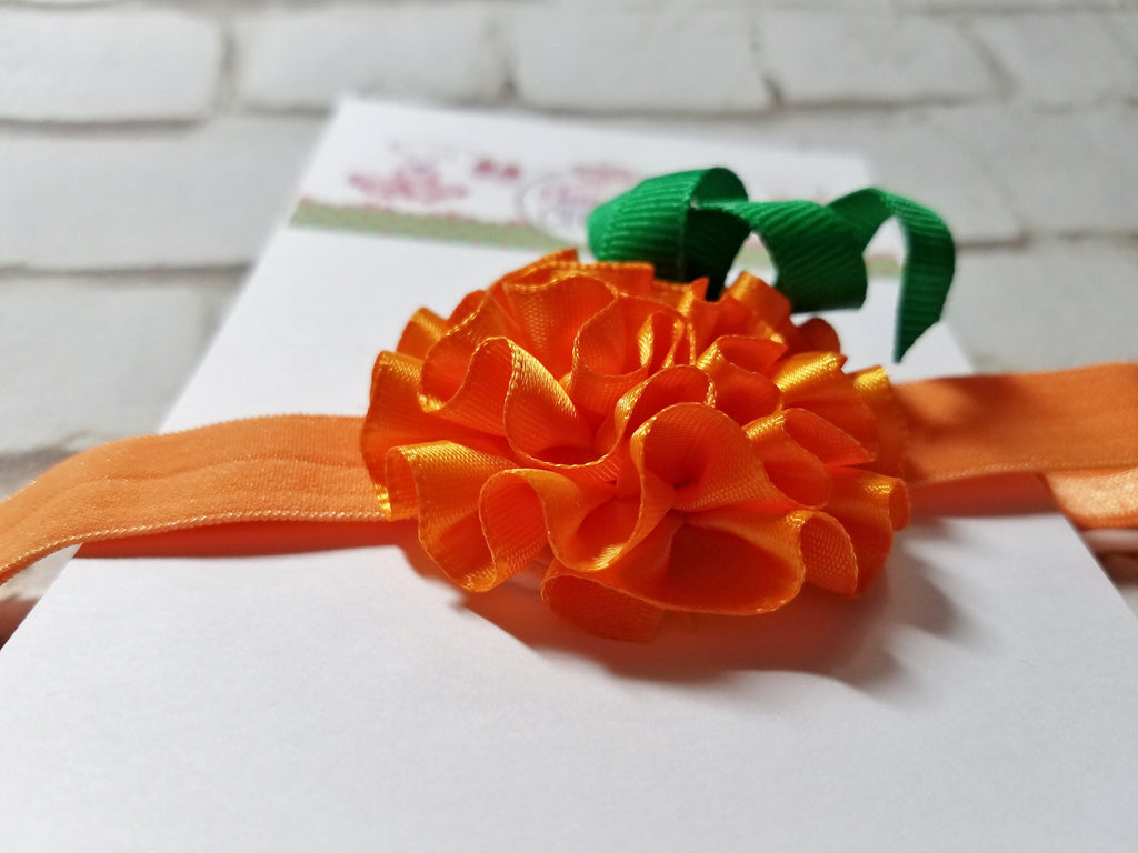 Mini Pumpkin Flower Headband – Fall Baby Headband for Girls & Newborns, Autumn Hair Accessory