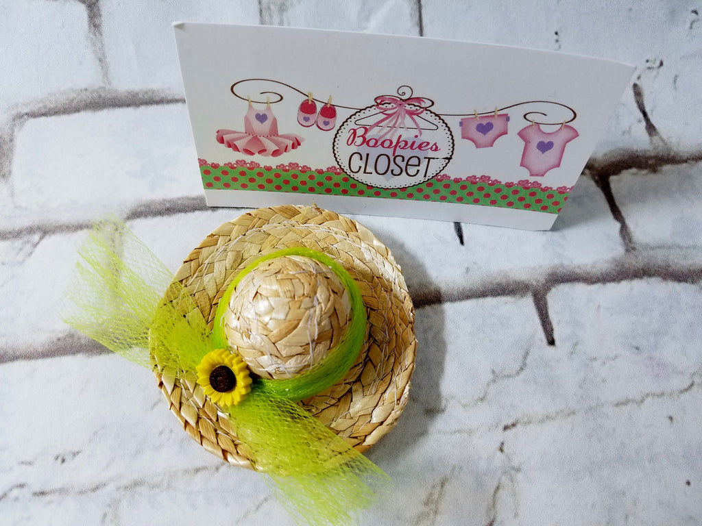 Sunflower Mini Straw Hat Barrette – Cute Hair Clip for Girls & Pets, Summer Hair Accessory