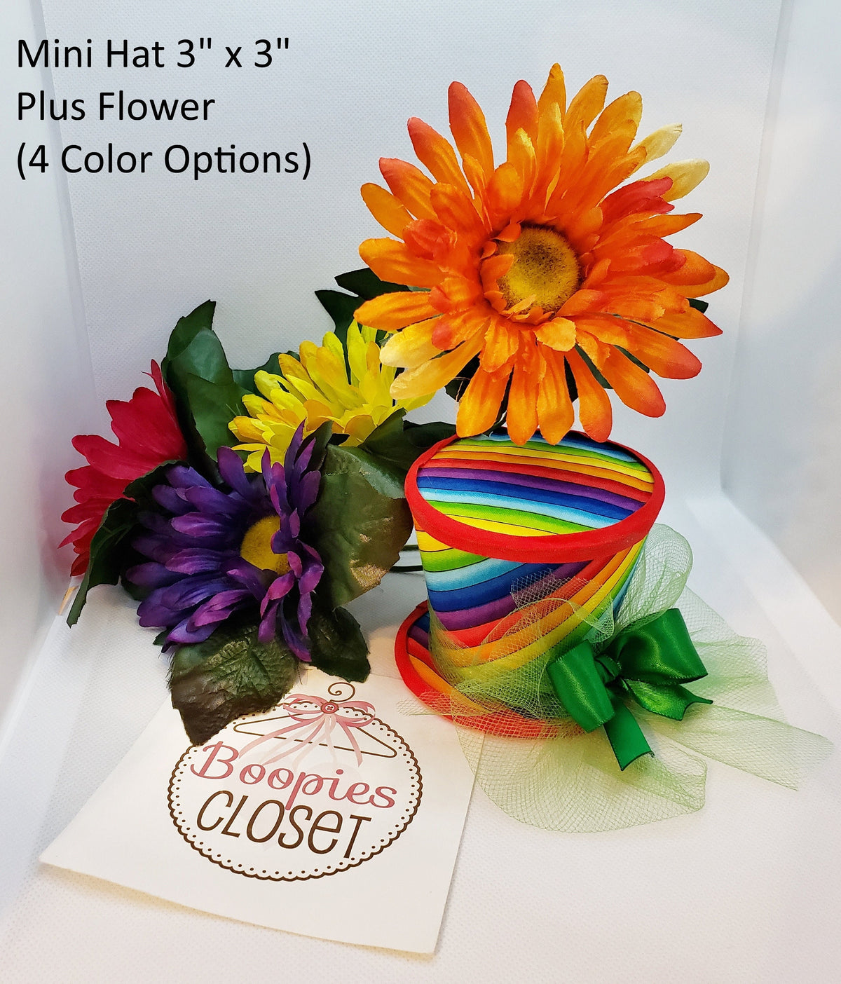 Rainbow Flower Pot Mini Top Hat – Dance & Parade Costume Hat for Adults, Kids & Pets