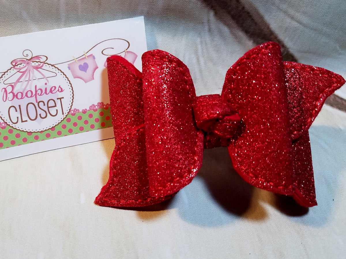 Sparkle Felt 3D Hair Bow – Barrette or Headband for Girls & Kids, Glitter Party Hair Accessory