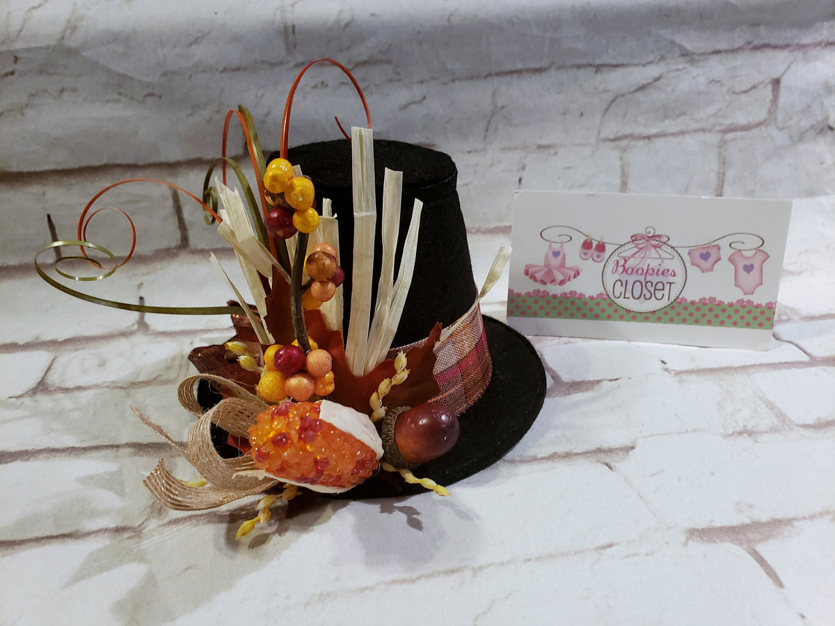 Pilgrim Mini Flat Top Hat – Thanksgiving Costume Hat for Adults, Kids & Pets, Holiday Decor Hat