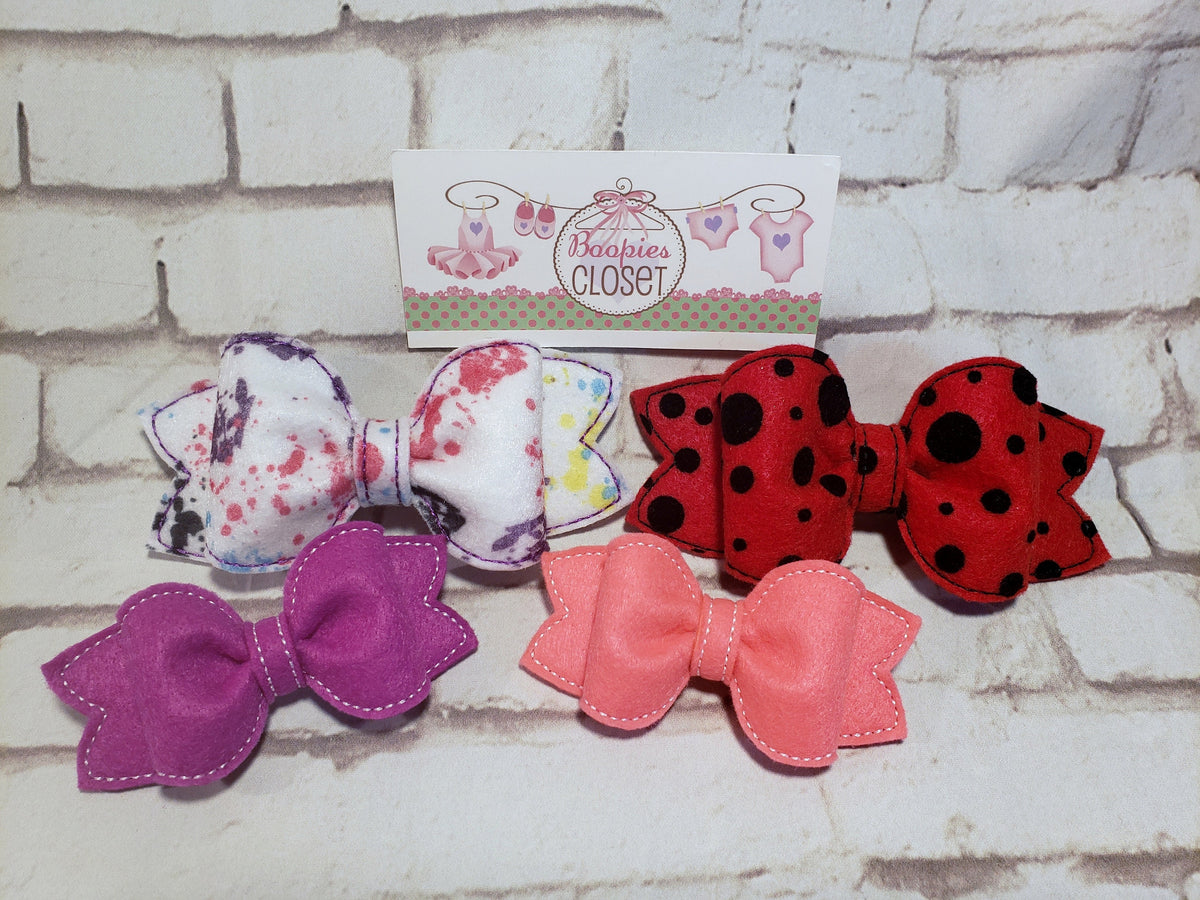 3D Felt Pinch Bow Barrette or Headband – Handcrafted Hair Bow for Girls, Kids Hair Accessory