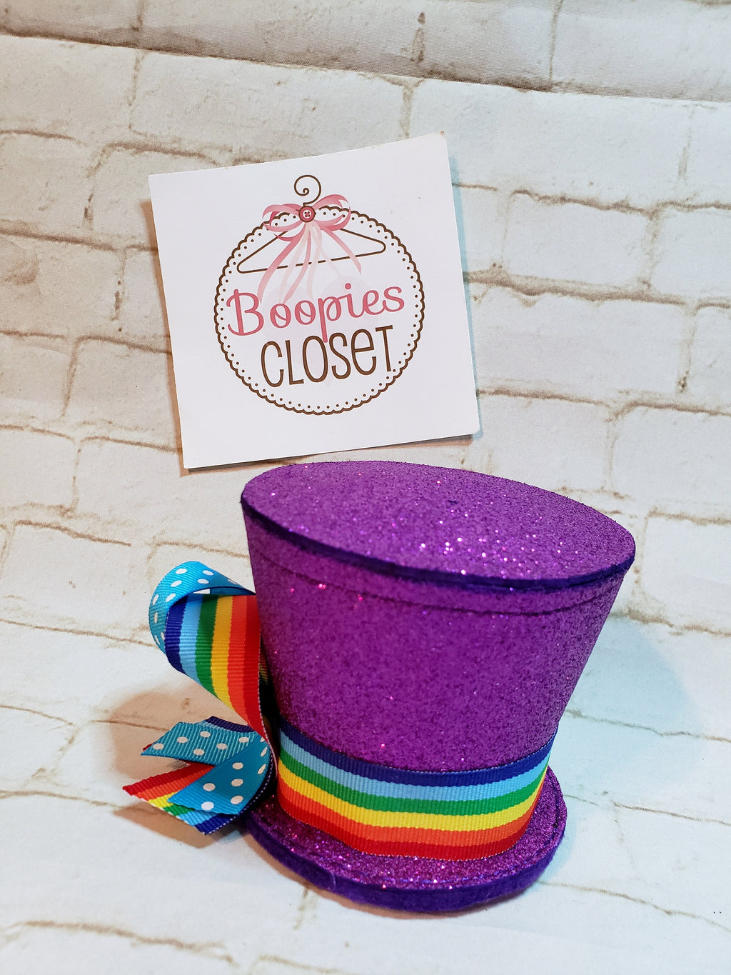 Rainbow Ribbon Sparkle Mini Top Hat – Customizable Party Costume Hat for Adults, Kids & Pets