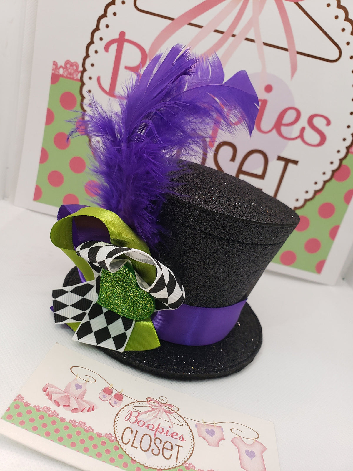 Sparkle Mad Hatter Mini Top Hat – Flared Felt Hat with Feather, Alice in Wonderland Costume