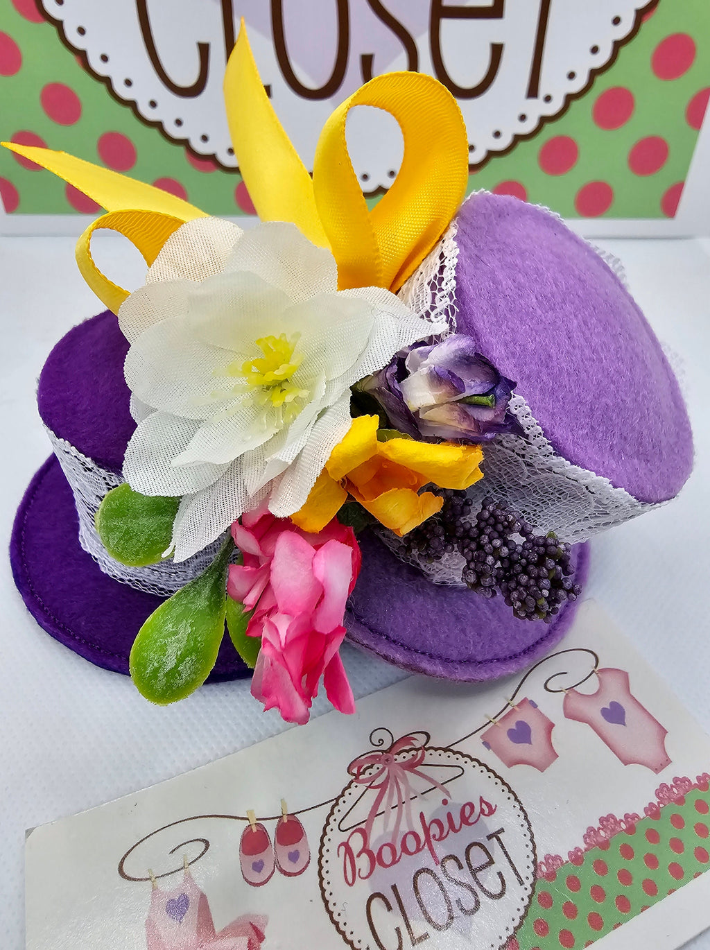 Spring Flower Mini Hat – Lace Easter Bonnet Party Hat for Women, Girls & Pets, Garden Fascinator