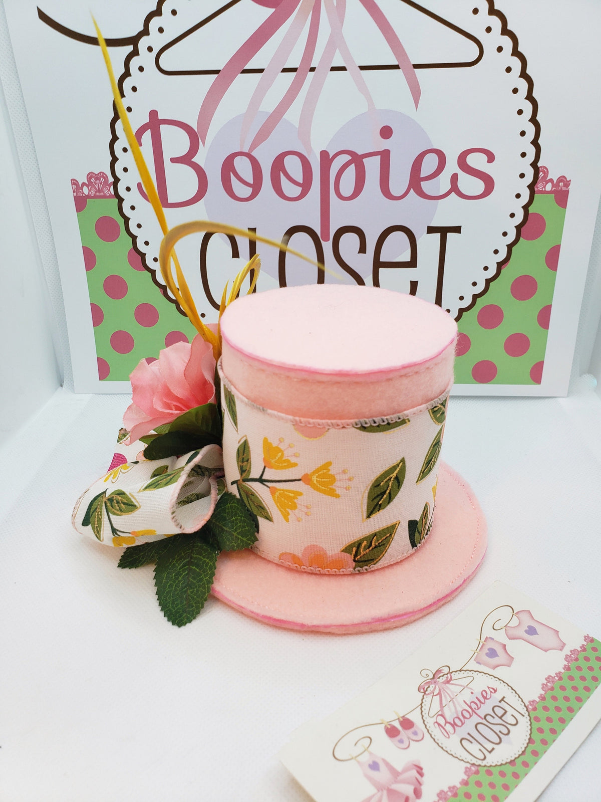 Pink Floral Spring Mini Top Hat – Flower Derby Fascinator for Women & Girls, Garden Party Hat