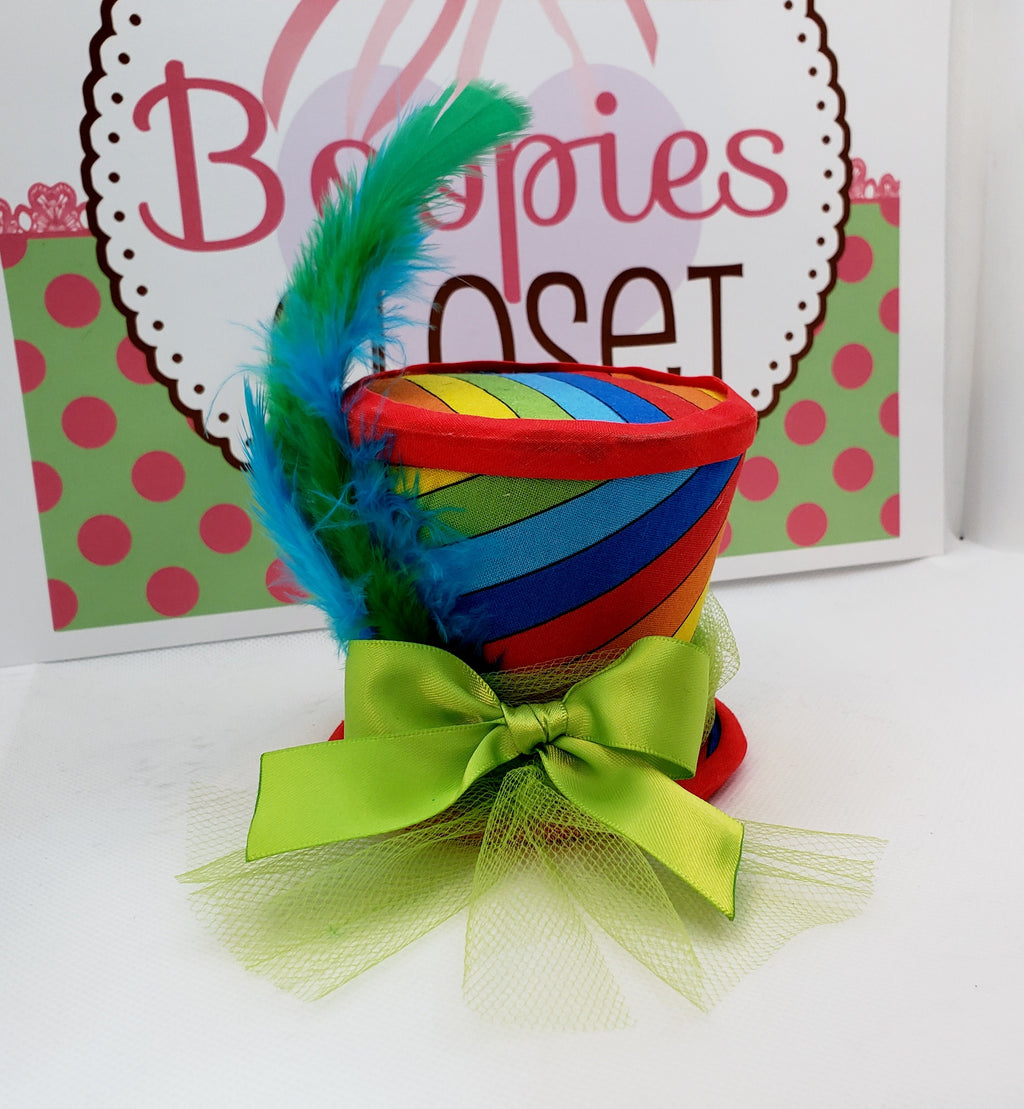 Rainbow Flower Pot Mini Top Hat – Dance & Parade Costume Hat for Adults, Kids & Pets