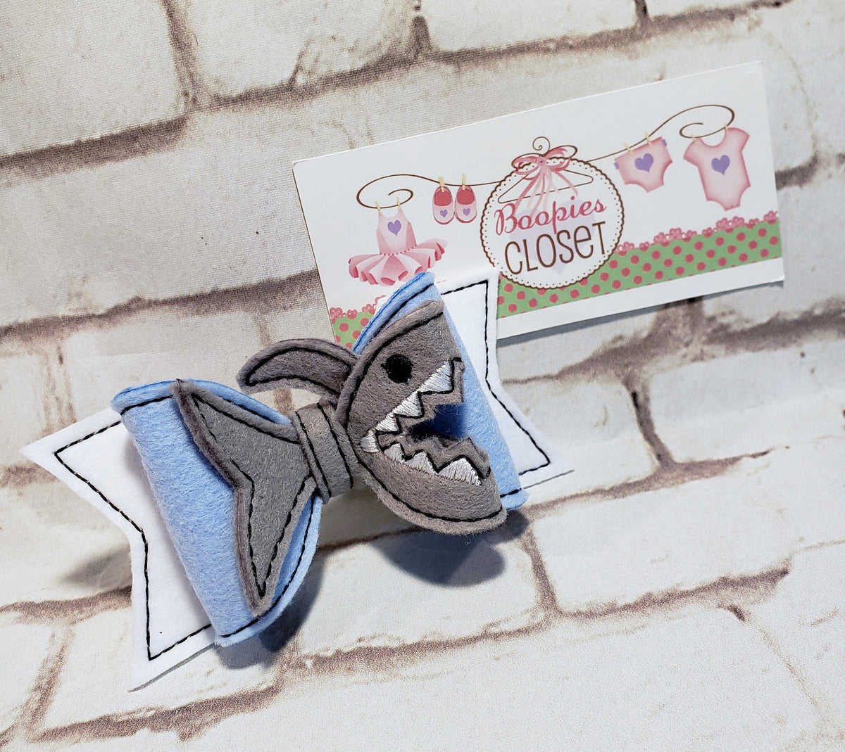 Shark Attack 3D Felt Hair Bow – Shark Week Barrette or Headband for Girls, Kids & Pets