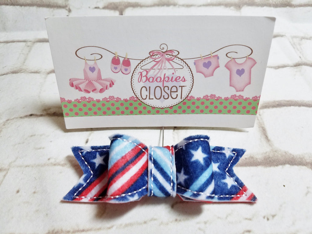 Stars & Stripes Patriotic 3D Felt Hair Clip – USA Flag Bow Barrette for Women, Girls & Pets