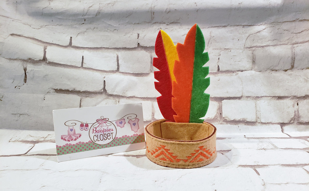 Native American Mini Feather Headband – Thanksgiving Costume Hat for Adults, Kids & Pets