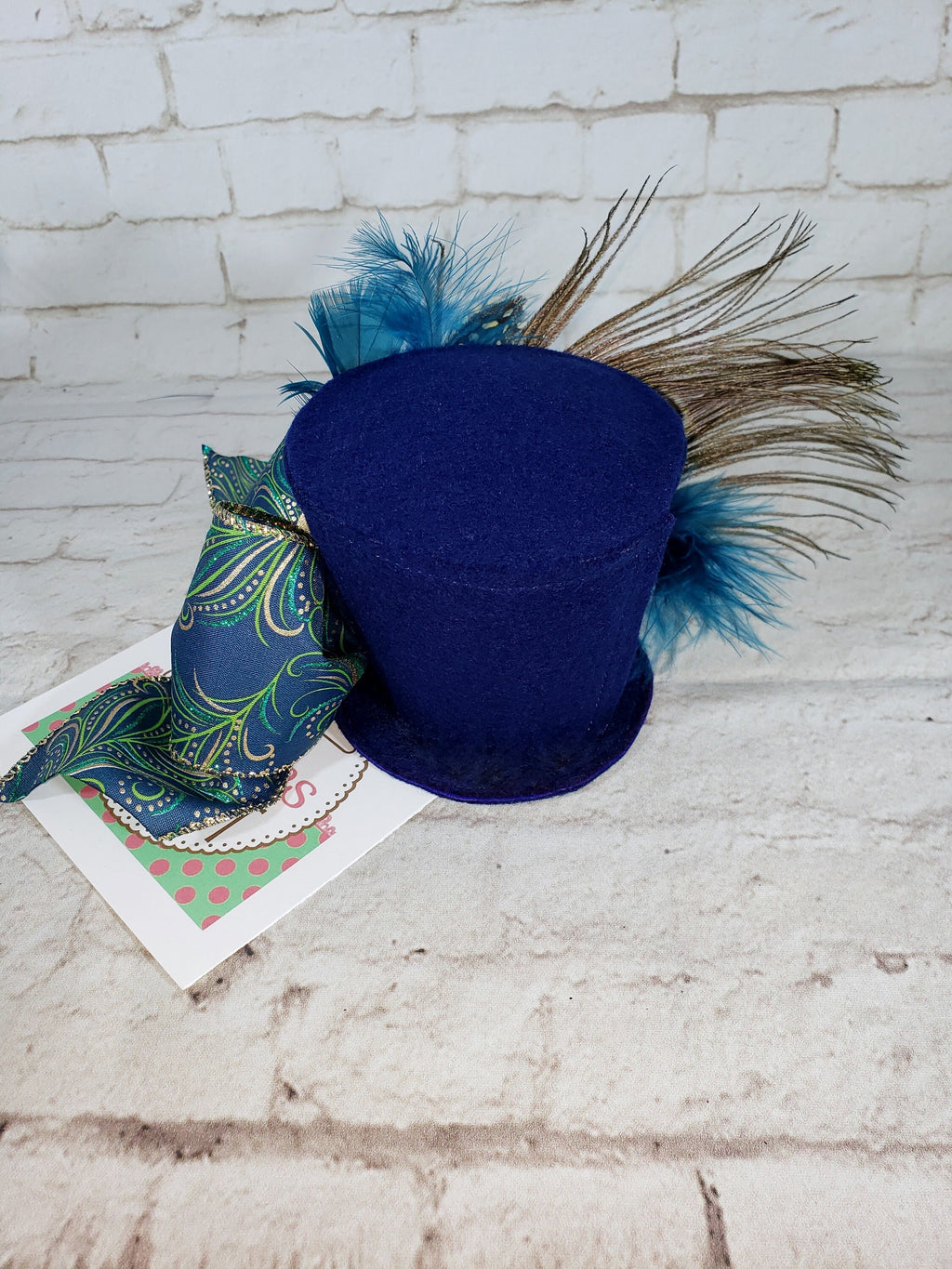 Peacock Feather Mini Top Hat – Derby & Mad Hatter Costume Fascinator for Women & Girls
