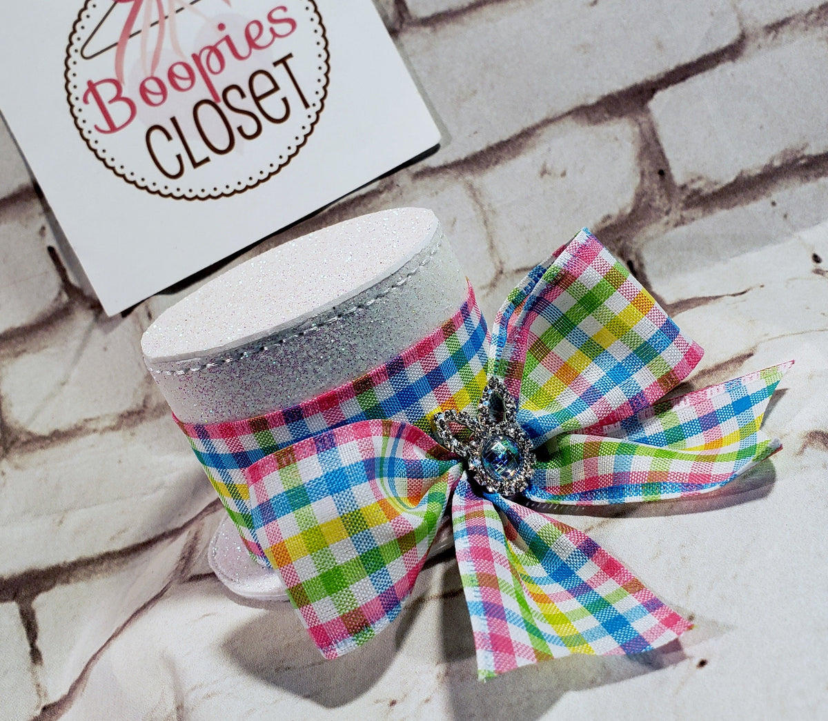 Easter Mini Top Hat Headband – Pastel Gingham Bow & Bunny Accent for Women, Girls & Pets