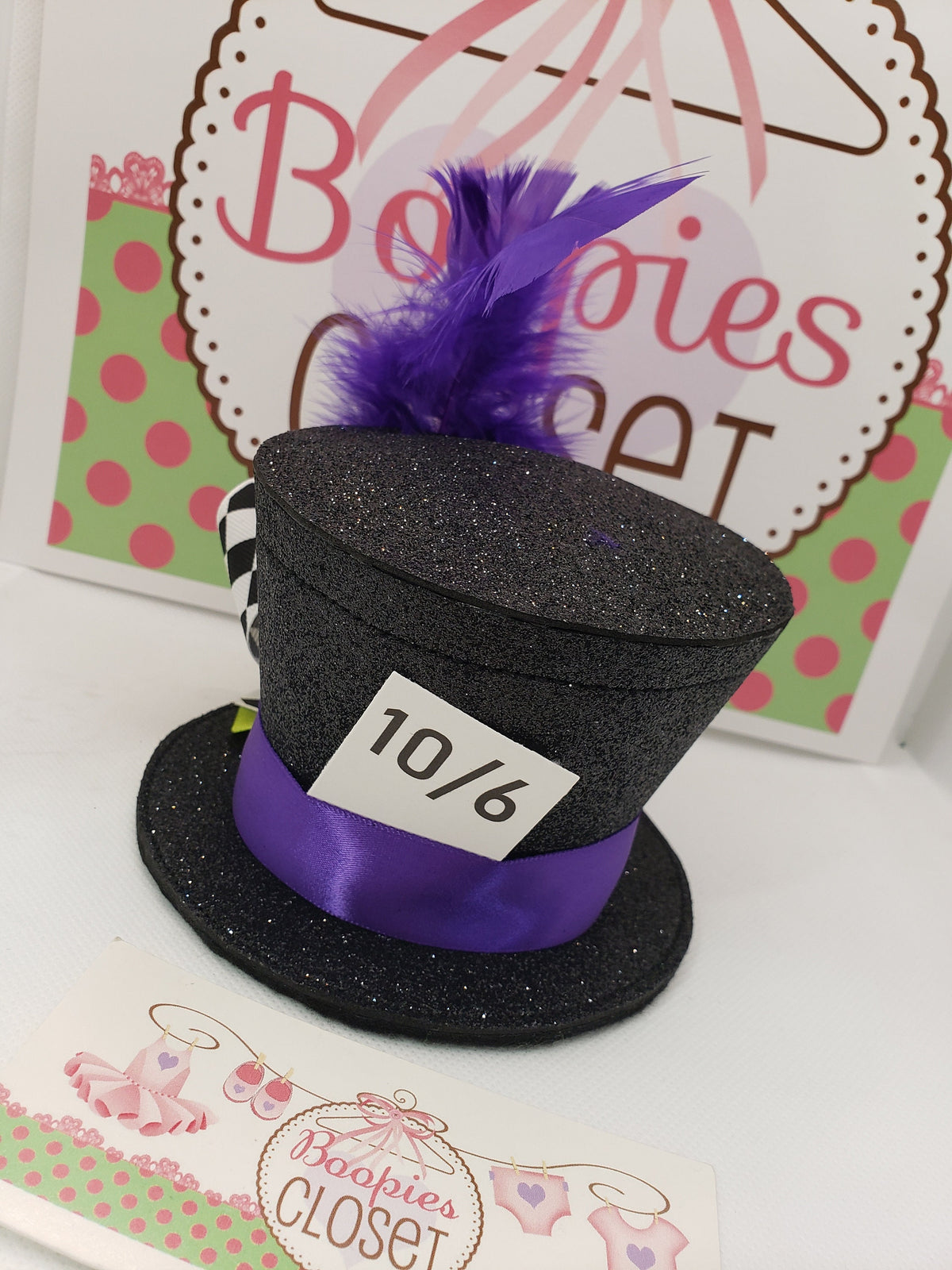 Sparkle Mad Hatter Mini Top Hat – Flared Felt Hat with Feather, Alice in Wonderland Costume