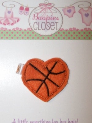 Sports Heart Felt Barrette – Cute Hair Clip for Girls, Athletic Valentine's Day Hair Accessory