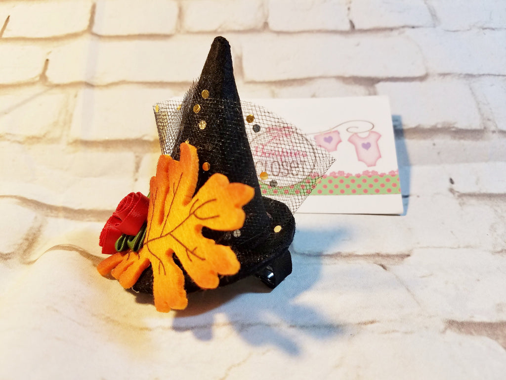 Witch Mini Hat Barrette – Halloween Decorated Witch Hat Hair Clip for Girls & Pets