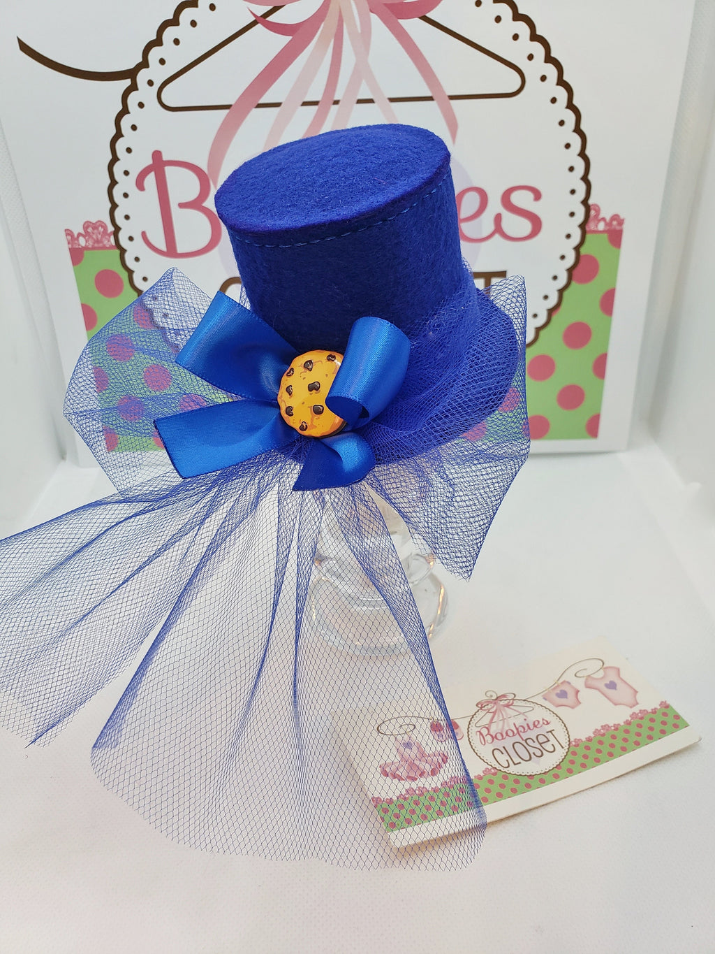 Royal Blue Mini Top Hat – Cookie Center Derby Style Fascinator for Women, Adults & Kids