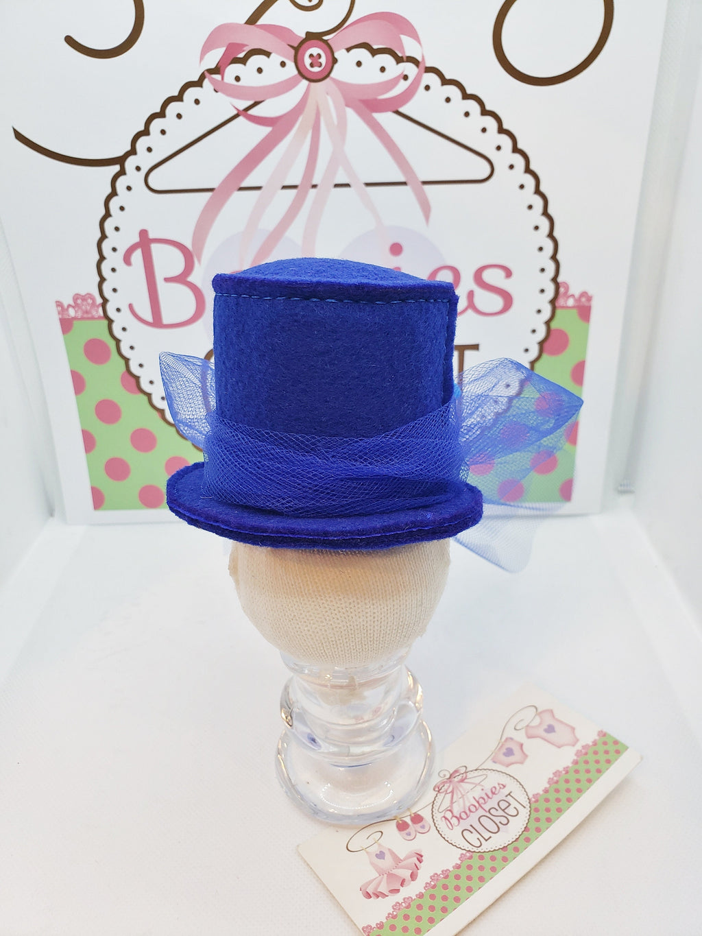 Royal Blue Mini Top Hat – Cookie Center Derby Style Fascinator for Women, Adults & Kids