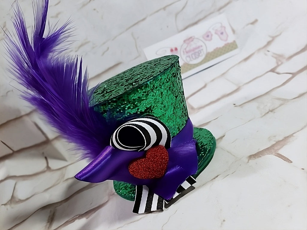 Custom Sparkle Mad Hatter Mini Top Hat – Alice in Wonderland Fascinator for Adults & Kids