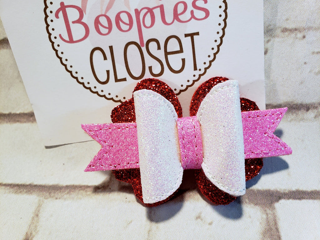 Sparkle Heart Bow Headband – Valentine's Day Hair Clip for Girls & Kids, Love Hair Accessory