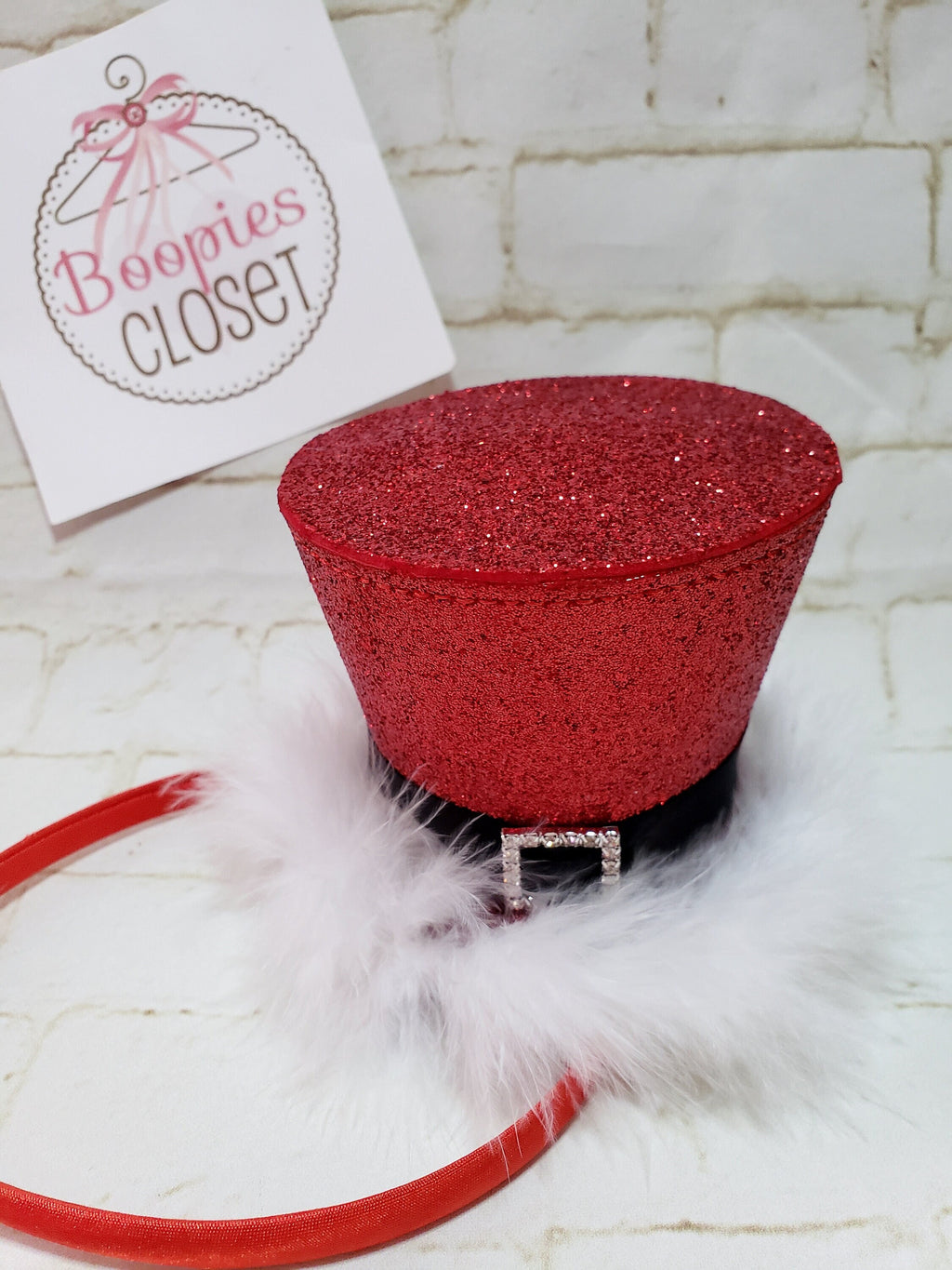 Sparkle Elf Mini Top Hat – Holiday Marabou Fur Headband for Adults, Kids & Pets, Christmas Hat