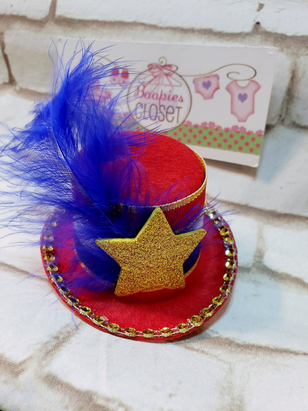 Patriotic Mini Top Hat Headband – Uncle Sam 4th of July Hat with Gold Star, Americana Costume