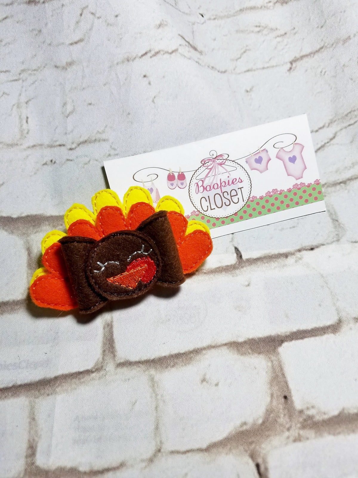 Felt Turkey 3D Bow Headband – Fall Colors Thanksgiving Hair Accessory for Kids & Pets
