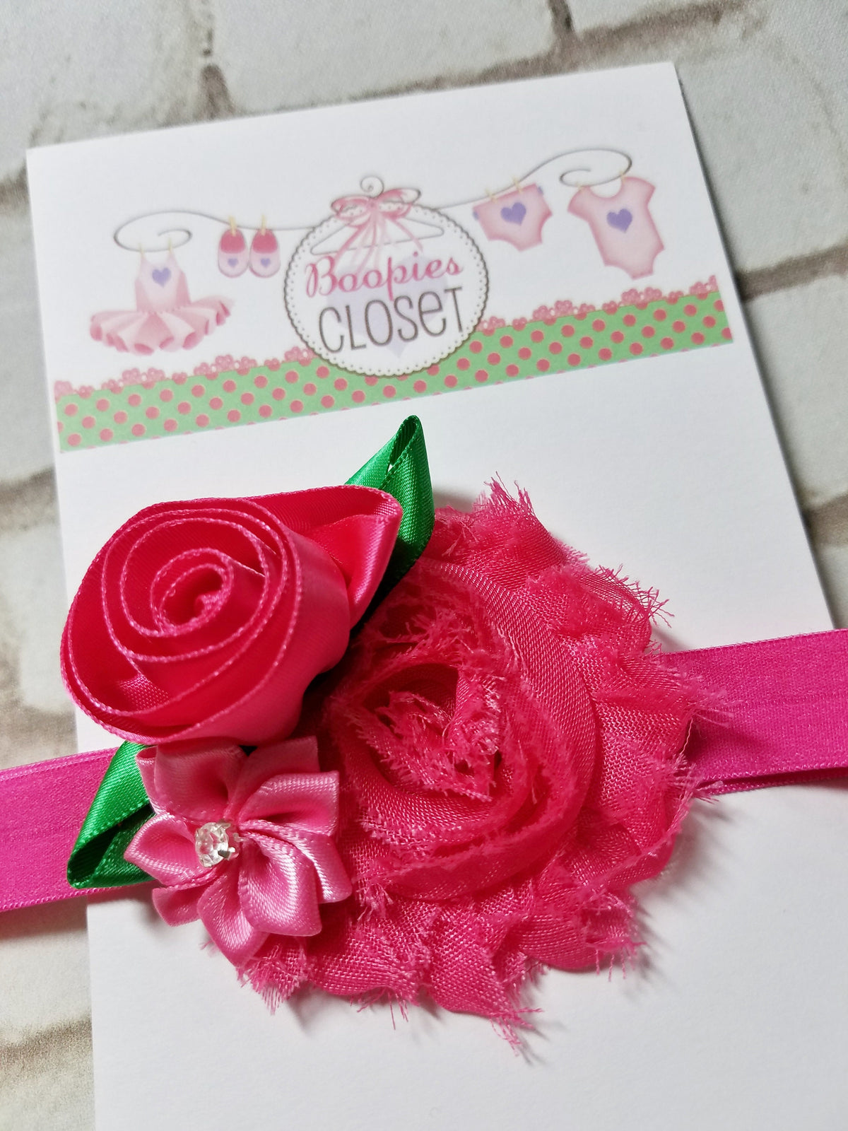 Multi Pink Floral Baby Headband – Mini Newborn Flower Bow Headband for Baby Girls, Photo Prop