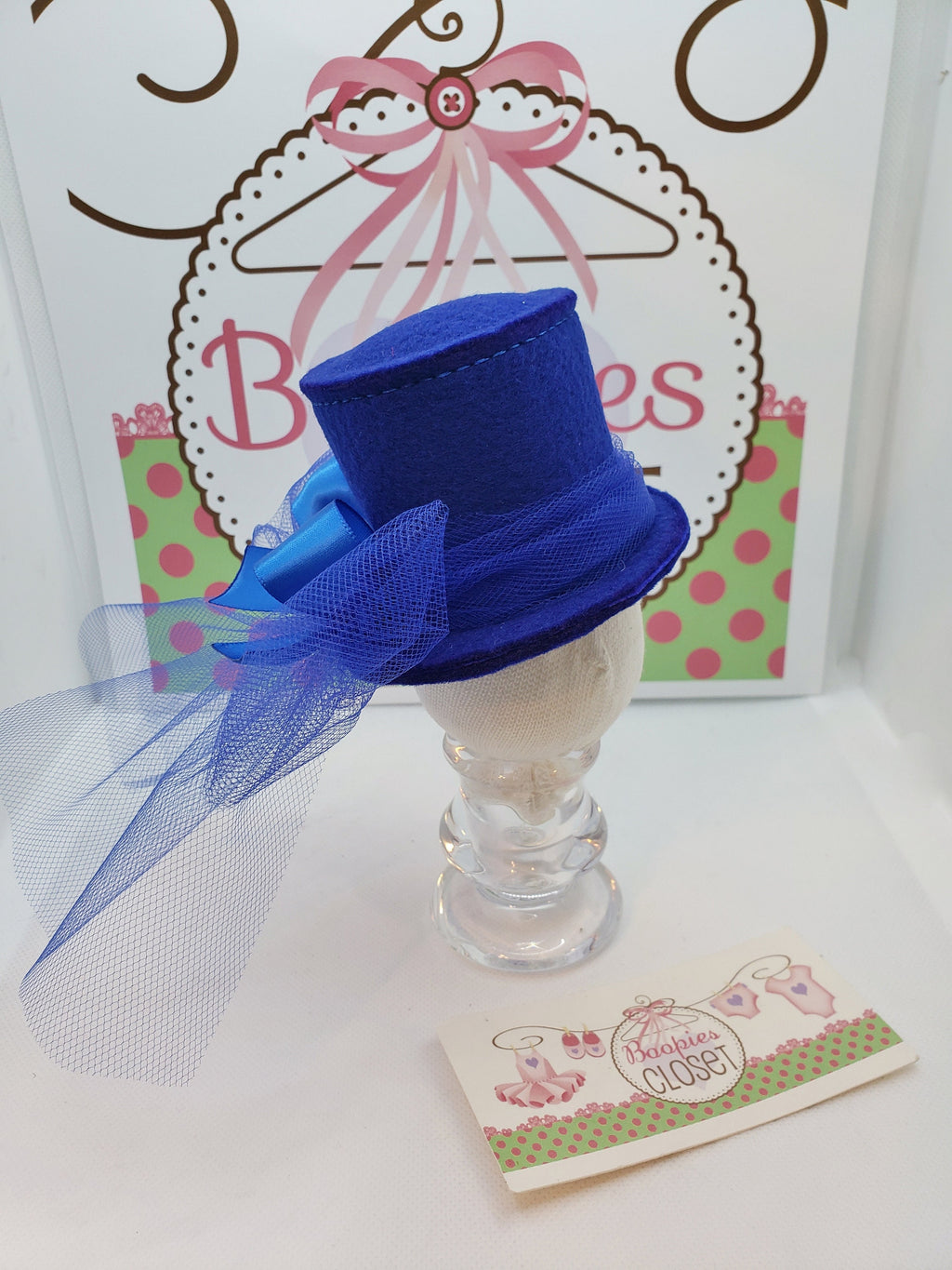 Royal Blue Mini Top Hat – Cookie Center Derby Style Fascinator for Women, Adults & Kids
