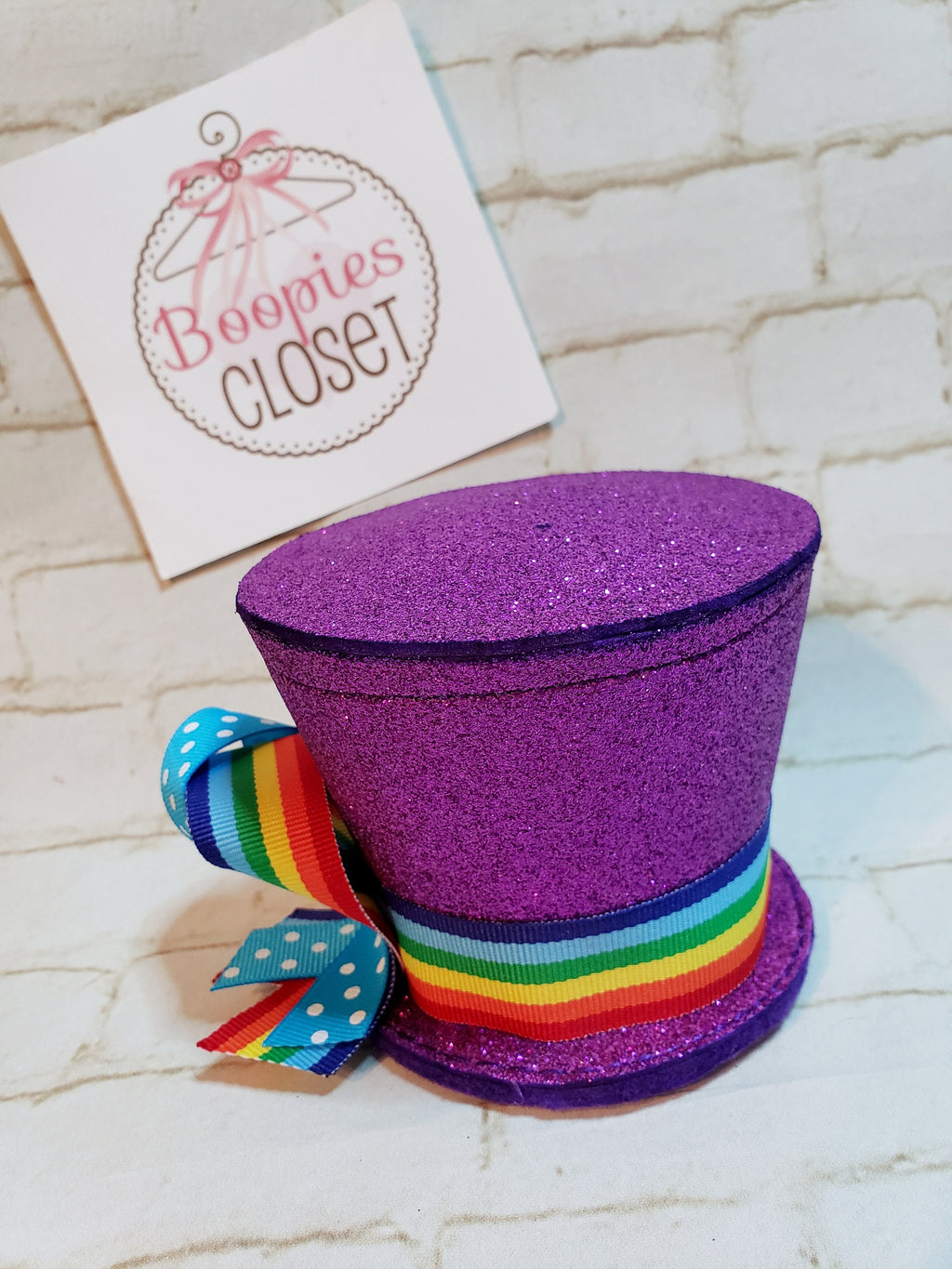 Rainbow Ribbon Sparkle Mini Top Hat – Customizable Party Costume Hat for Adults, Kids & Pets