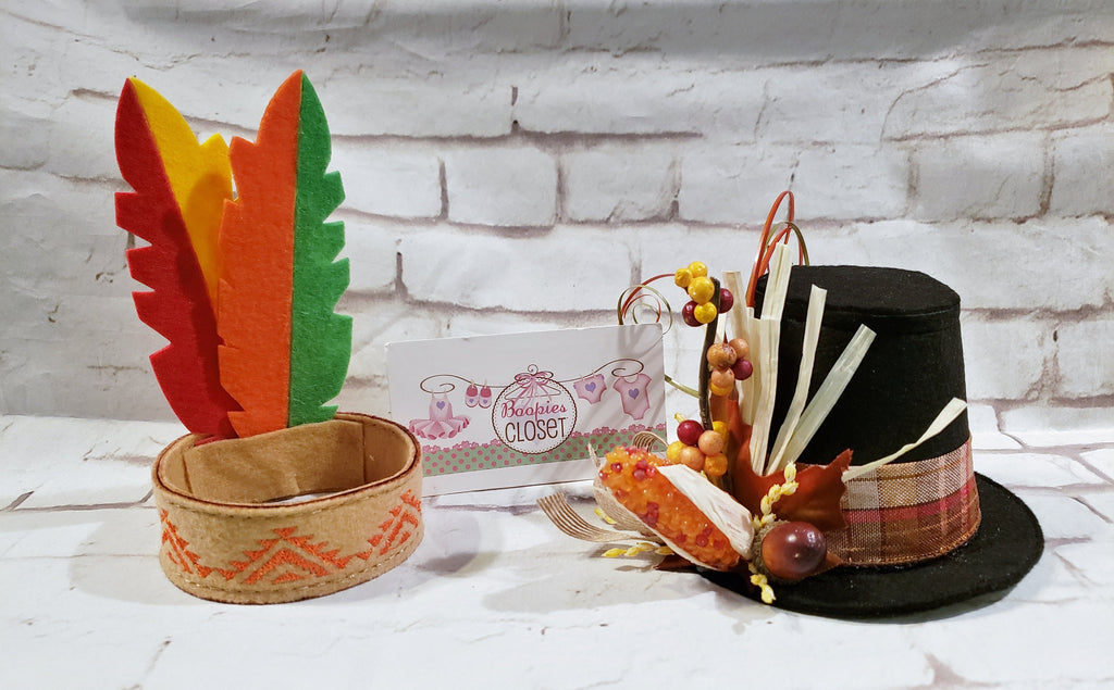 Native American Mini Feather Headband – Thanksgiving Costume Hat for Adults, Kids & Pets