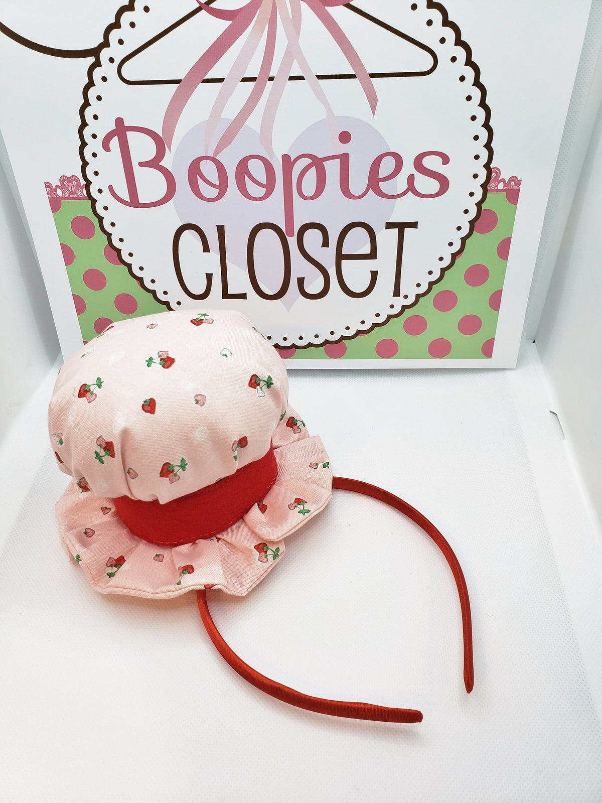Strawberry Mini Bonnet Hat – Muffin Shaped Food Costume Fascinator, Novelty Party Headpiece