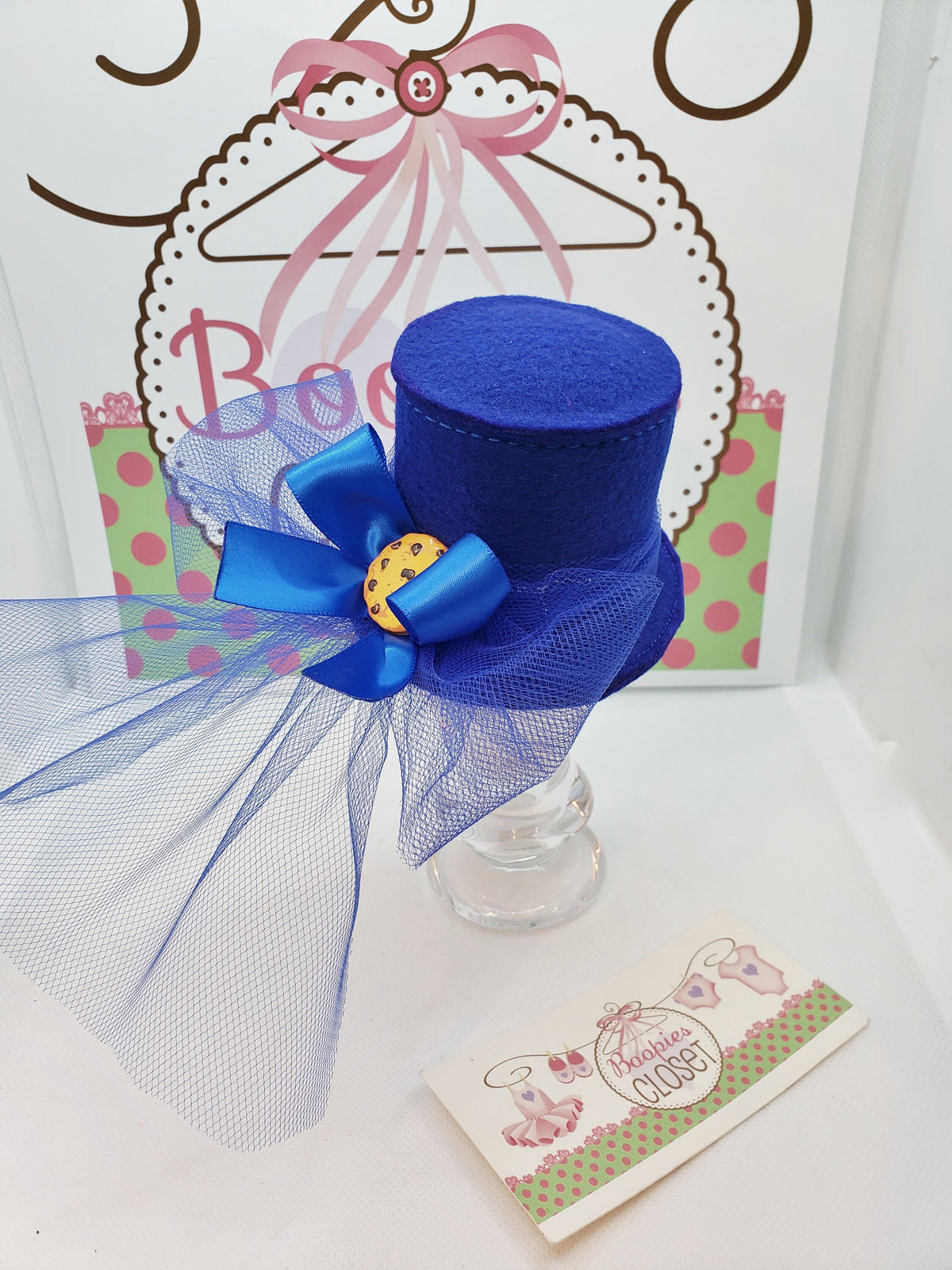 Royal Blue Mini Top Hat – Cookie Center Derby Style Fascinator for Women, Adults & Kids