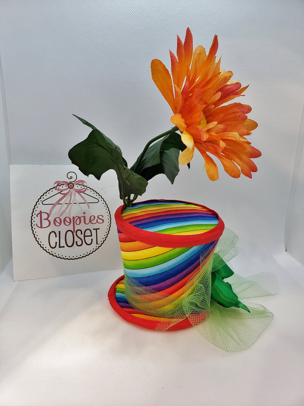 Rainbow Flower Pot Mini Top Hat – Dance & Parade Costume Hat for Adults, Kids & Pets