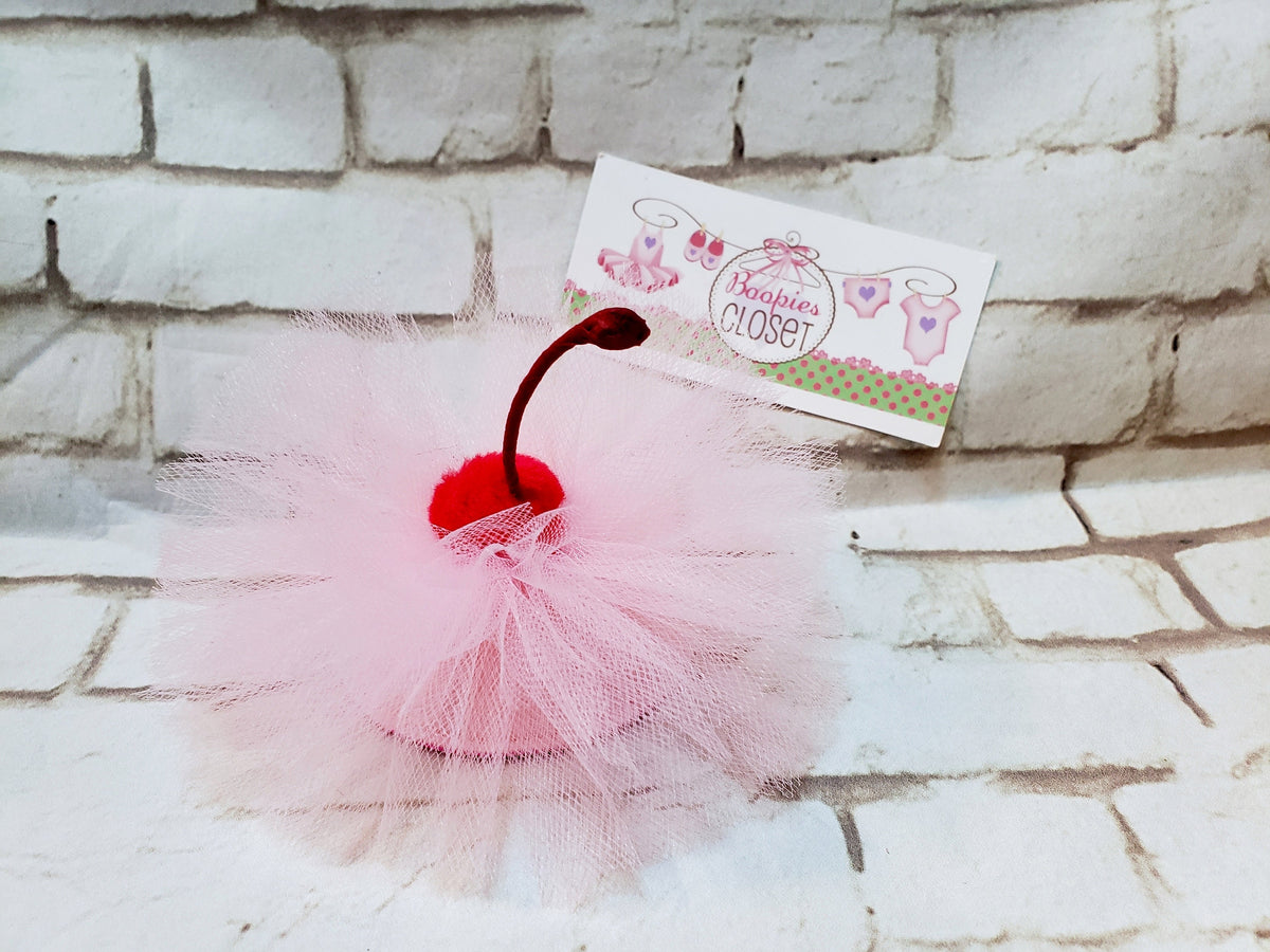 Cherry Bomb Puff Fascinator – Food-Themed Mini Hat for Birthday Parties, Dessert Costume Headpiece