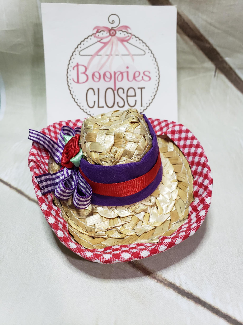 Straw Mini Cowboy Hat – Red Hat Society Western Costume Hat for Women, Cowgirl Headpiece