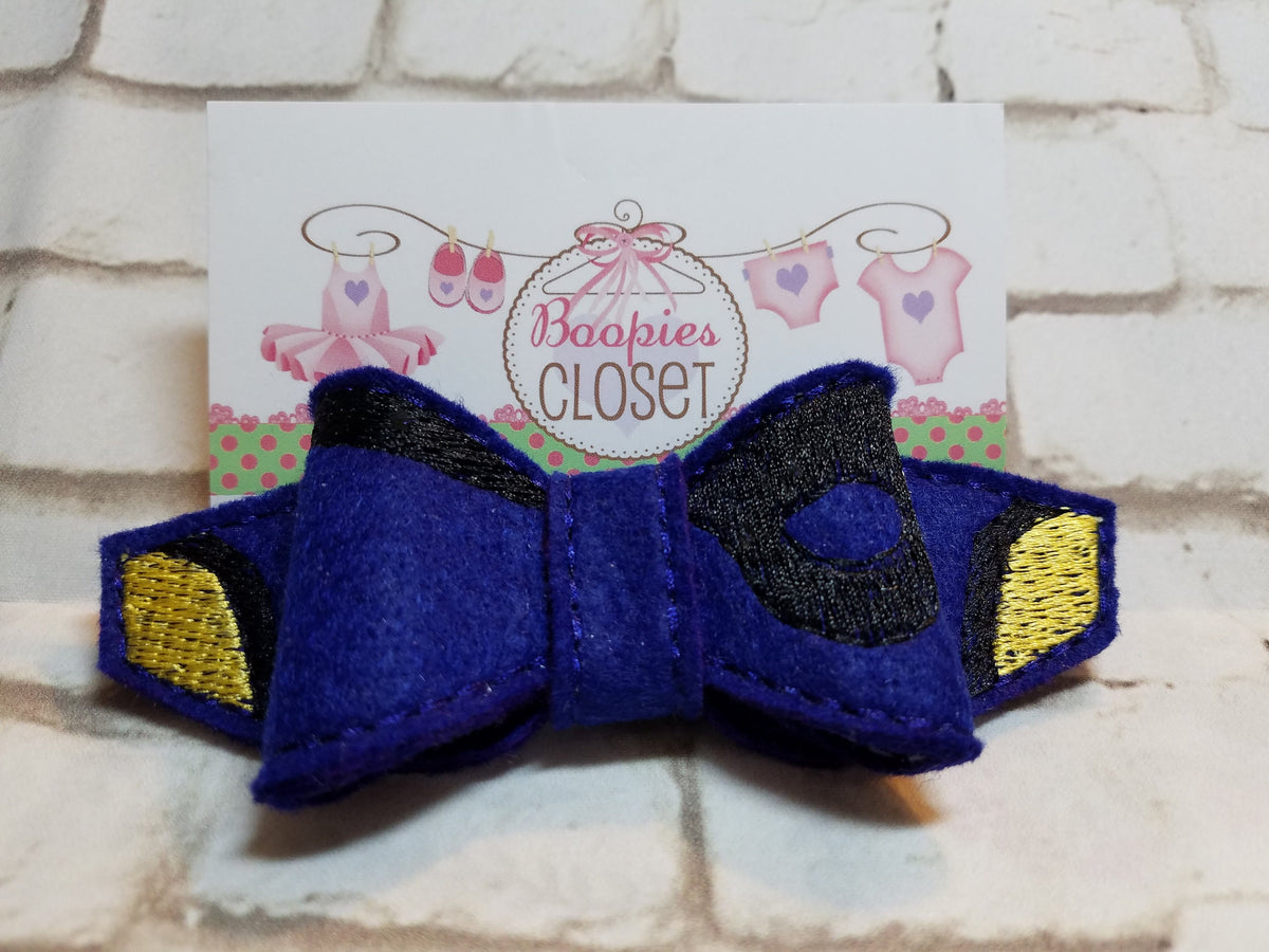 Blue Tang Fish 3D Embroidered Felt Bow – Ocean Animal Headband or Hair Clip for Girls & Kids
