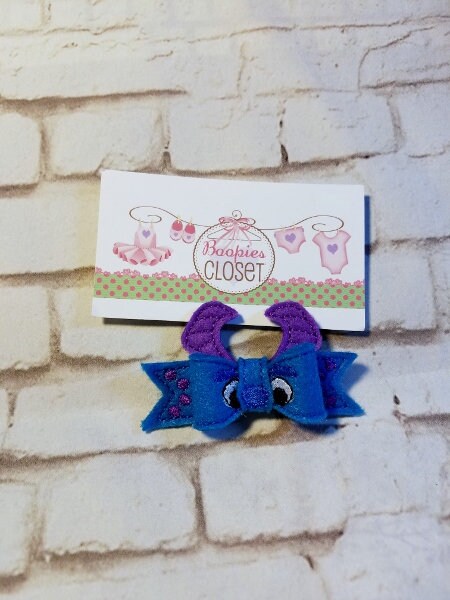 Blue Monster 3D Felt Bow – Halloween Barrette, Headband or Pet Bowtie for Kids & Babies