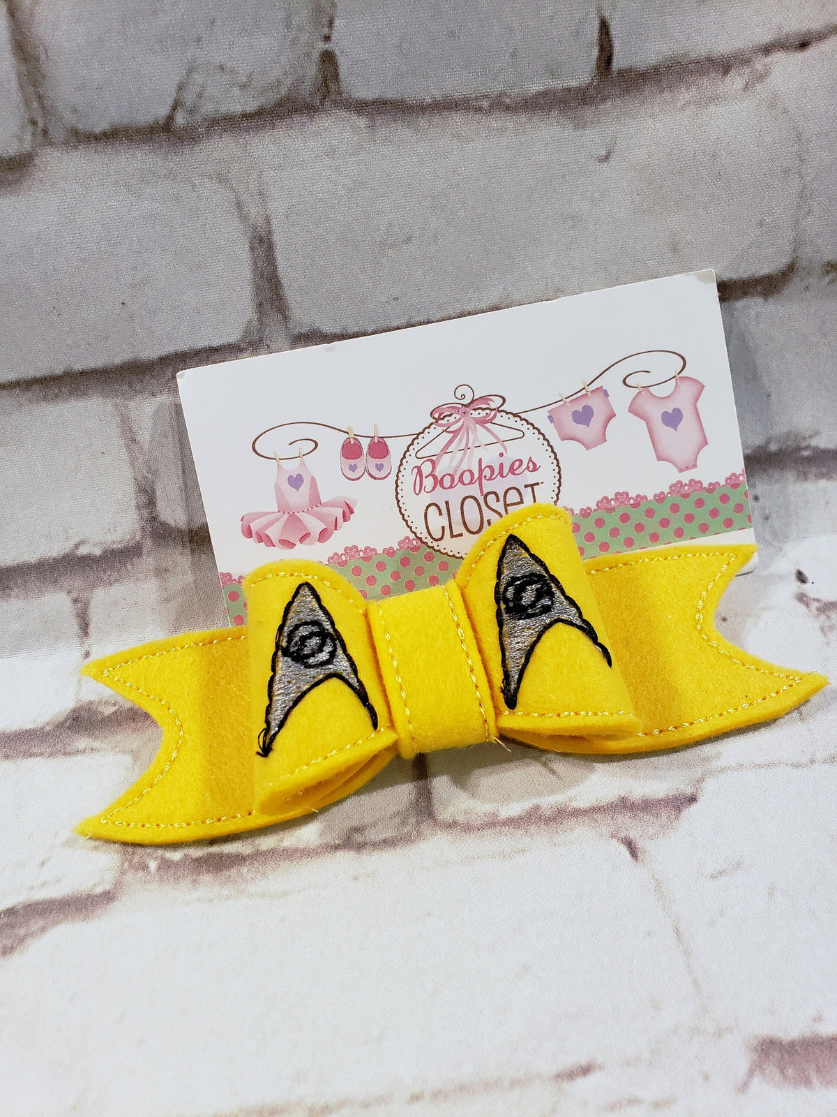 Trek the Stars Sci-Fi 3D Embroidered Felt Bow – Space Barrette or Headband for Kids & Fans